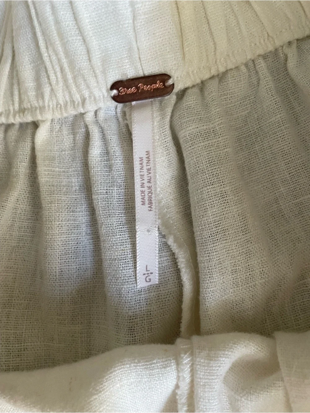 Free People Cream Wide-Leg Linen Blend Pants